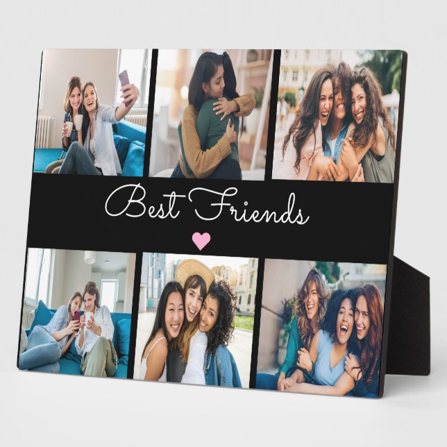 Elegant Best Friends Photo Collage Keepsake  Plaque (Side)