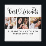 Elegant Best Friends Script Photo Collage Magnet<br><div class="desc">A best friends photo collage magnet with room for 3 photos. Decorated with the words, "best friends" in a script font with a heart. Personalise it with 3 photos of your you and your BFF and your names. Makes a cute gift for Galentines Day, birthdays, or any occasion. Designed for...</div>