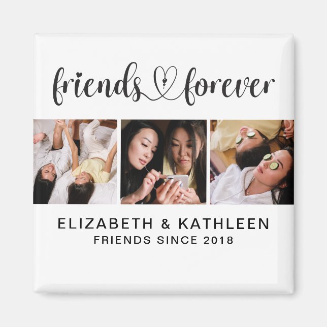 Elegant Best Friends Script Photo Collage Magnet (Front)