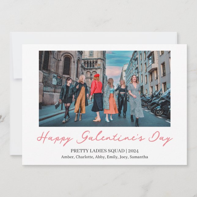 Elegant Best Friends valentine's day Bestie photo Holiday Card (Front)