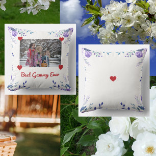 Elegant Best Gammy Ever Grandma Photo Floral Cushion