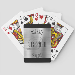 Elegant Best Man Monogram Wedding Playing Cards