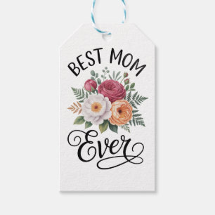Elegant Best Mom Ever Floral Bouquet Watercolor Ar Gift Tags