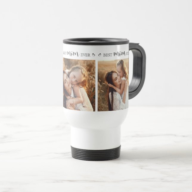 Elegant Best Mum Ever Custom Family Photo Collage Travel Mug (Front Right)