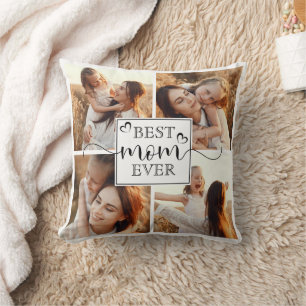 Elegant Best Mum Ever Custom Simple Photo Collage Cushion