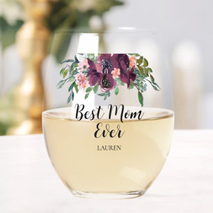 Elegant Best Mum Ever Stemless Wine Glass