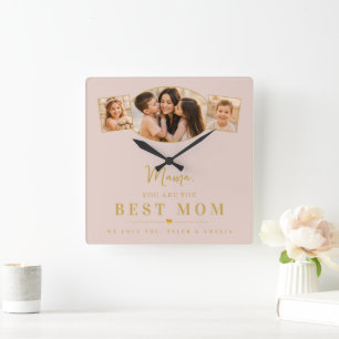 Elegant Best Mum Mother's Day Photo Square Wall Clock