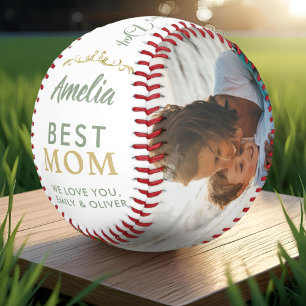 Elegant Best Mum Ornament 2 Photo Keepsake Softball