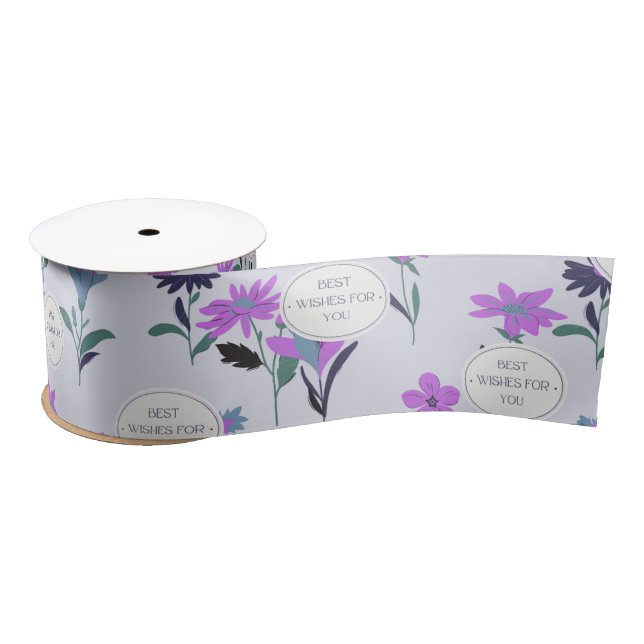 Elegant Best Wishes Ribbon for Gift Wrapping Satin Ribbon (Spool)