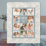 Elegant Besties BFF Photo Collage with Names Fleece Blanket<br><div class="desc">A modern and trendy best friends 11 photo collage blanket with an elegant blue and white floral background. Perfect gift for your best friend. Designed for you by Blackberry Boulevard.</div>