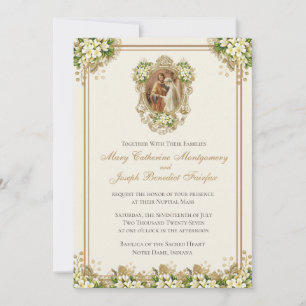 Elegant Betrothal Catholic Wedding Floral Invitation