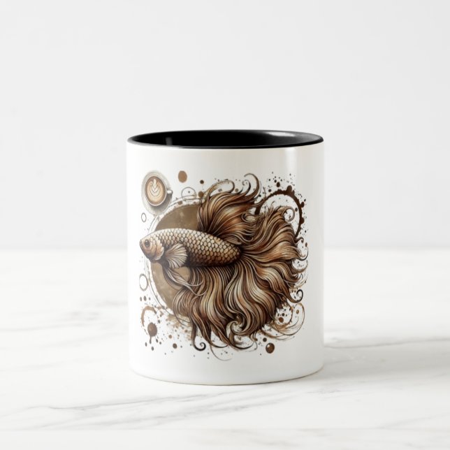 Elegant Betta Fish Coffee Mug  Artistic Watercolor (Center)