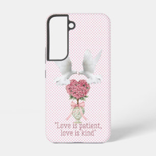Elegant Bible Pink Dot Dove Heart Topiary Samsung Galaxy Case