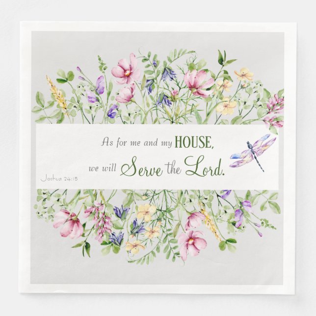 Elegant Bible Verse Botanical Watercolor Napkin (Front)