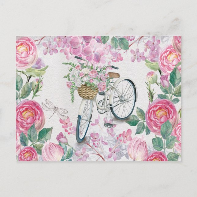 Elegant Bicycle and Flowers Postcard (Front)