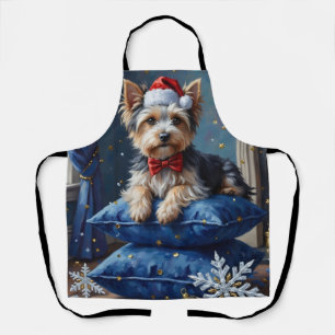 Elegant Biewer Terrier Dog Velvet Christmas Apron