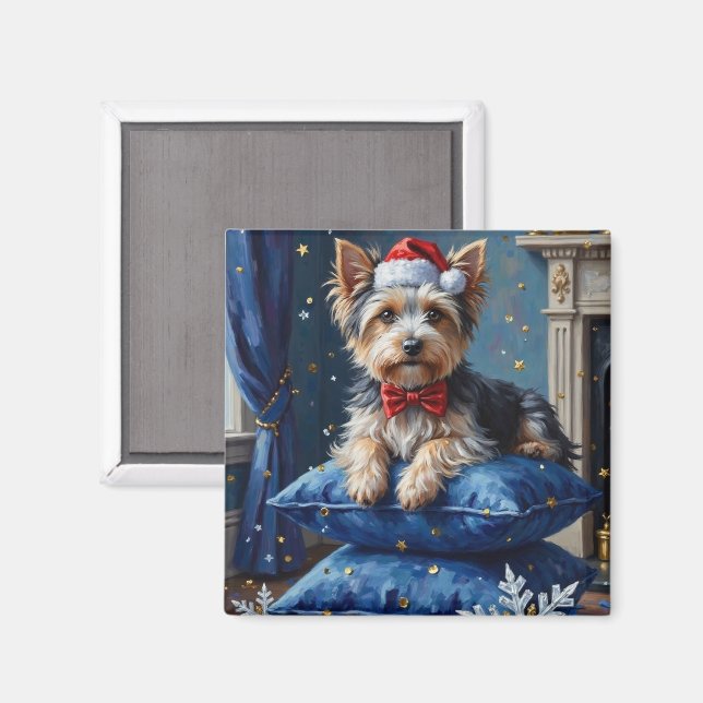 Elegant Biewer Terrier Dog Velvet Christmas Magnet (Front/Back)