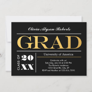 Elegant Big Golden Letters Graduation Invitation
