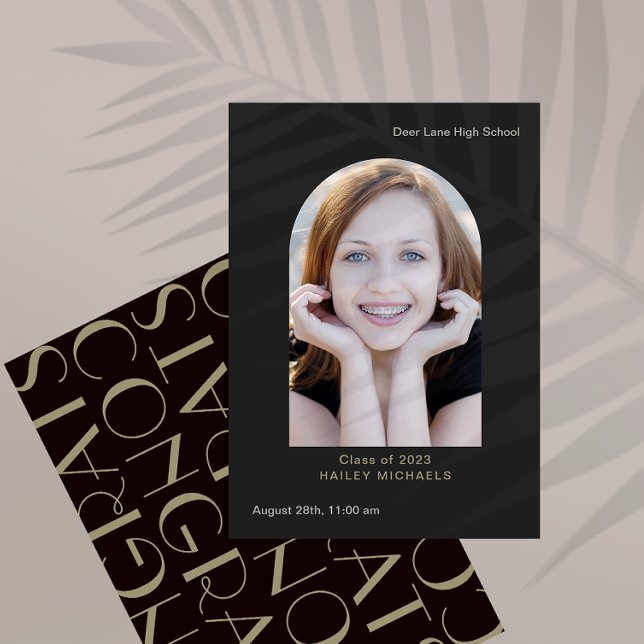 Elegant Big Type Photo Graduation Black Invitation (Creator Uploaded)