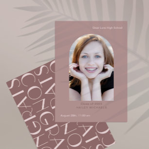 Elegant Big Type Photo Graduation Rose Invitation