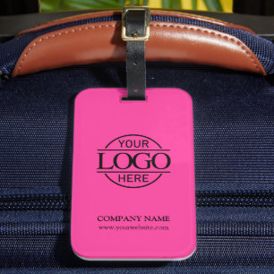 Elegant Bight Pink Business Logo Employee Travel Luggage Tag