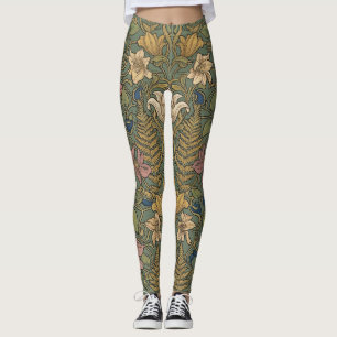 Elegant Biophilic Floral Art Nouveau Patte Leggings