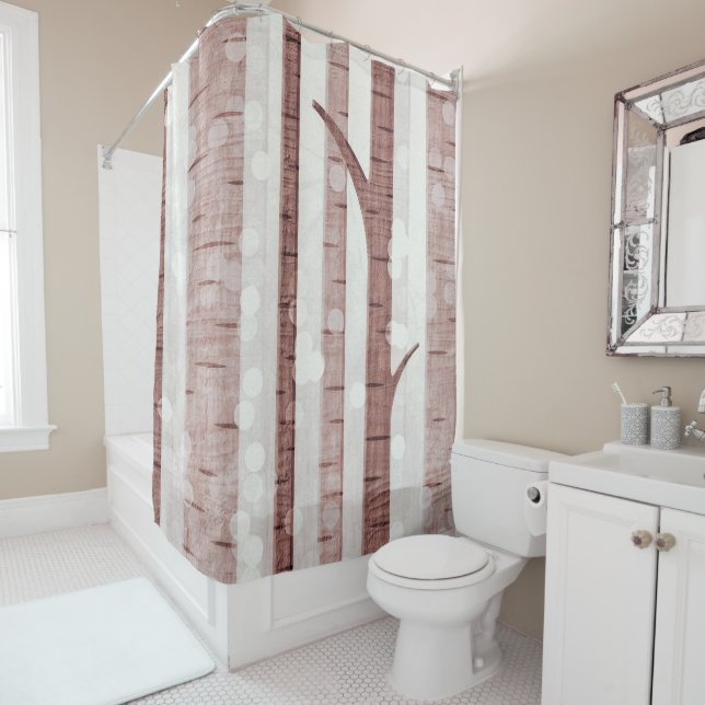 Elegant Birch Trees Forest Acrylic Artwork | Shower Curtain (In Situ)