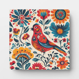 Elegant Bird Design in Polish Folk Art Style Plaque