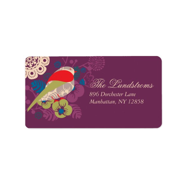 Elegant Bird In Paradise Mailing Label (Front)