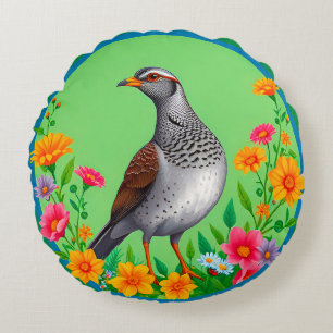 Elegant Bird Nature Inspired Artistic Home Decor Round Cushion