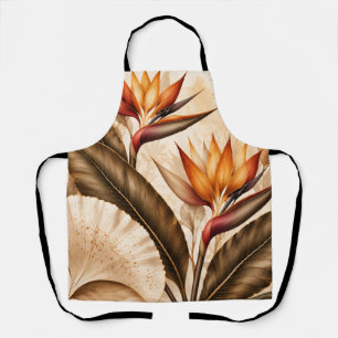 Elegant Bird of Paradise & Ginkgo Botanical Artwor Apron