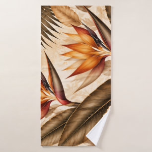 Elegant Bird of Paradise & Ginkgo Botanical Artwor Bath Towel Set
