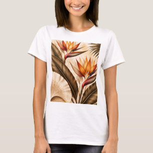 Elegant Bird of Paradise & Ginkgo Botanical Artwor T-Shirt