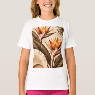 Elegant Bird of Paradise & Ginkgo Botanical Artwor T-Shirt