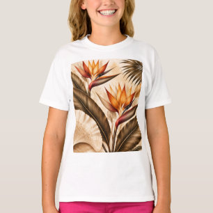 Elegant Bird of Paradise & Ginkgo Botanical Artwor T-Shirt