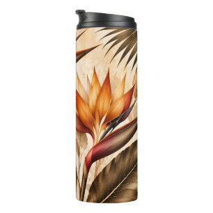 Elegant Bird of Paradise & Ginkgo Botanical Artwor Thermal Tumbler