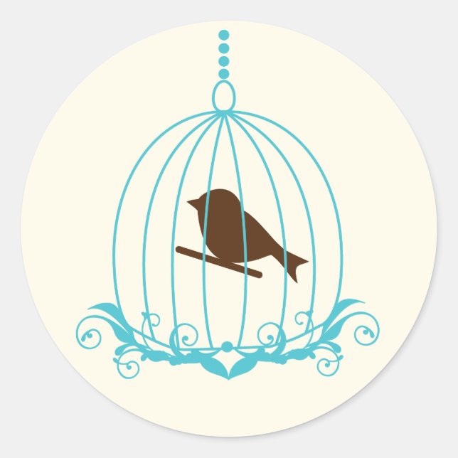 Elegant Birdcage Classic Round Sticker (Front)