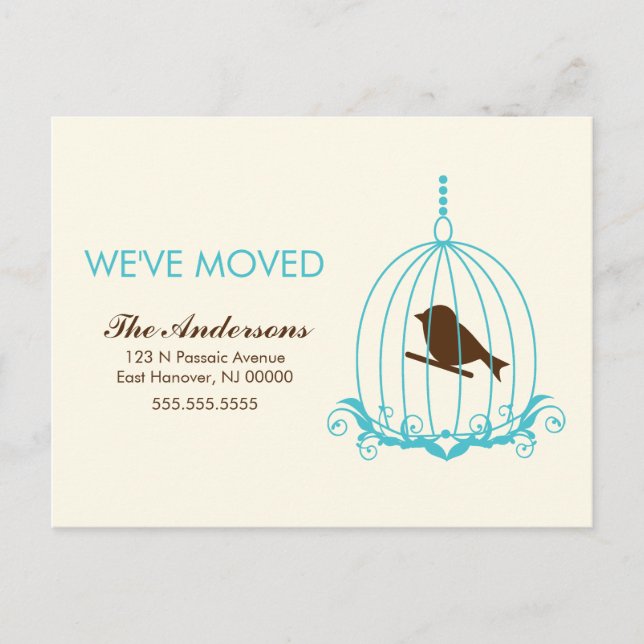 Elegant Birdcage Moving Announcements (Front)