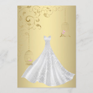 ELEGANT Birdcage wedding dress silver gold wedding Invitation