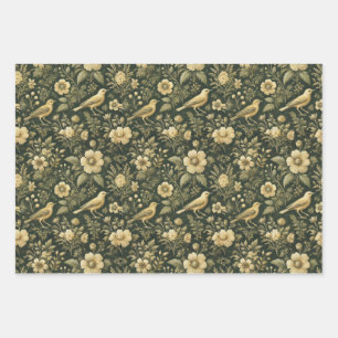 Elegant Birds & Floral Vintage Wrap & Decoupage  Wrapping Paper Sheet