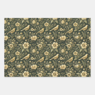Elegant Birds & Floral Vintage Wrap & Decoupage  Wrapping Paper Sheet
