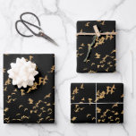 Elegant Birds of a Feather Wedding  Wrapping Paper Sheet<br><div class="desc">These simple,  elegant wrapping paper sheets feature a flock of birds in faux gold foil over a pure black background. Elegant,  classy,  modern,  and unique - great for weddings or any other special occasion!</div>