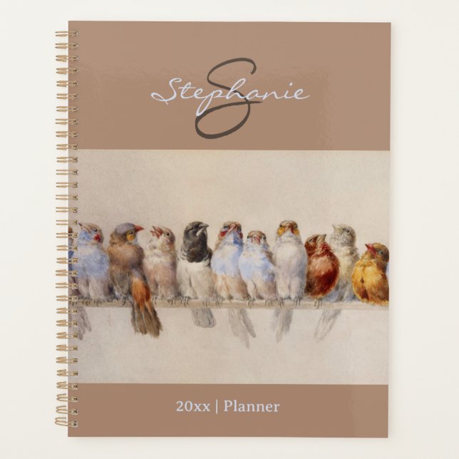 Elegant Birds Watercolor Initials Inspirational Planner (Front)
