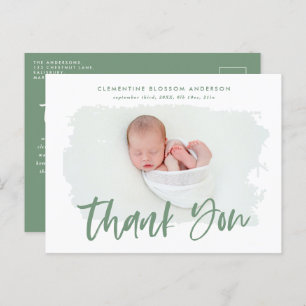 Elegant birth announcement photo thank you