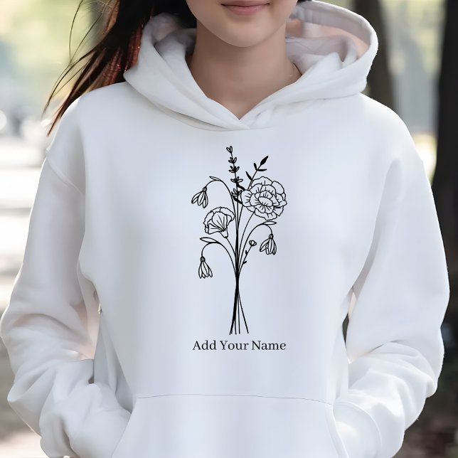 Elegant Birth Flower Bouquet Wildflower Customised Hoodie (Creator Uploaded)