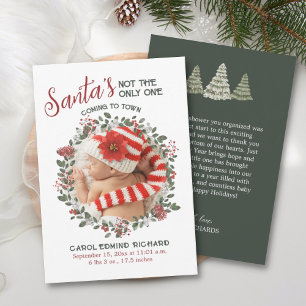 Elegant Birth Stats Holiday Photo Baby Shower  Thank You Card