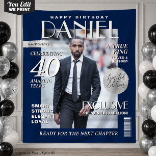 Elegant Birthday Backdrop Custom Magazine Cover Tapestry