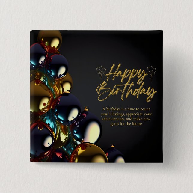 Elegant Birthday Blessings 15 Cm Square Badge (Front)