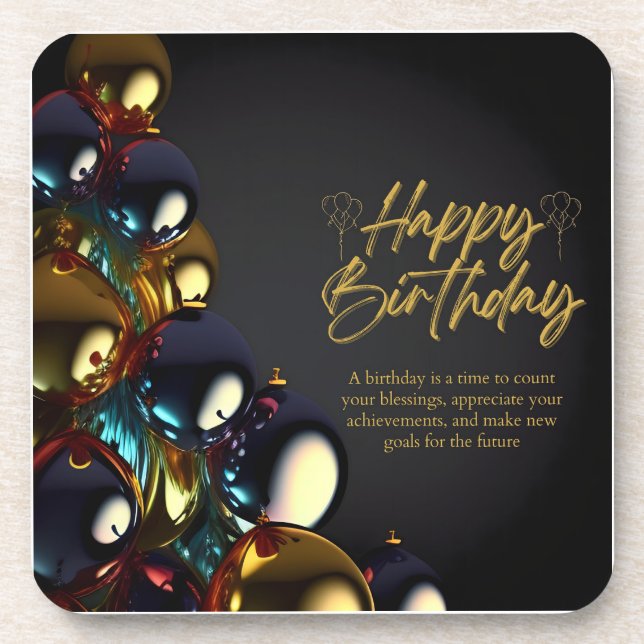Elegant Birthday Blessings Coaster (Front)