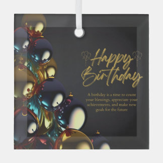 Elegant Birthday Blessings Glass Tree Decoration